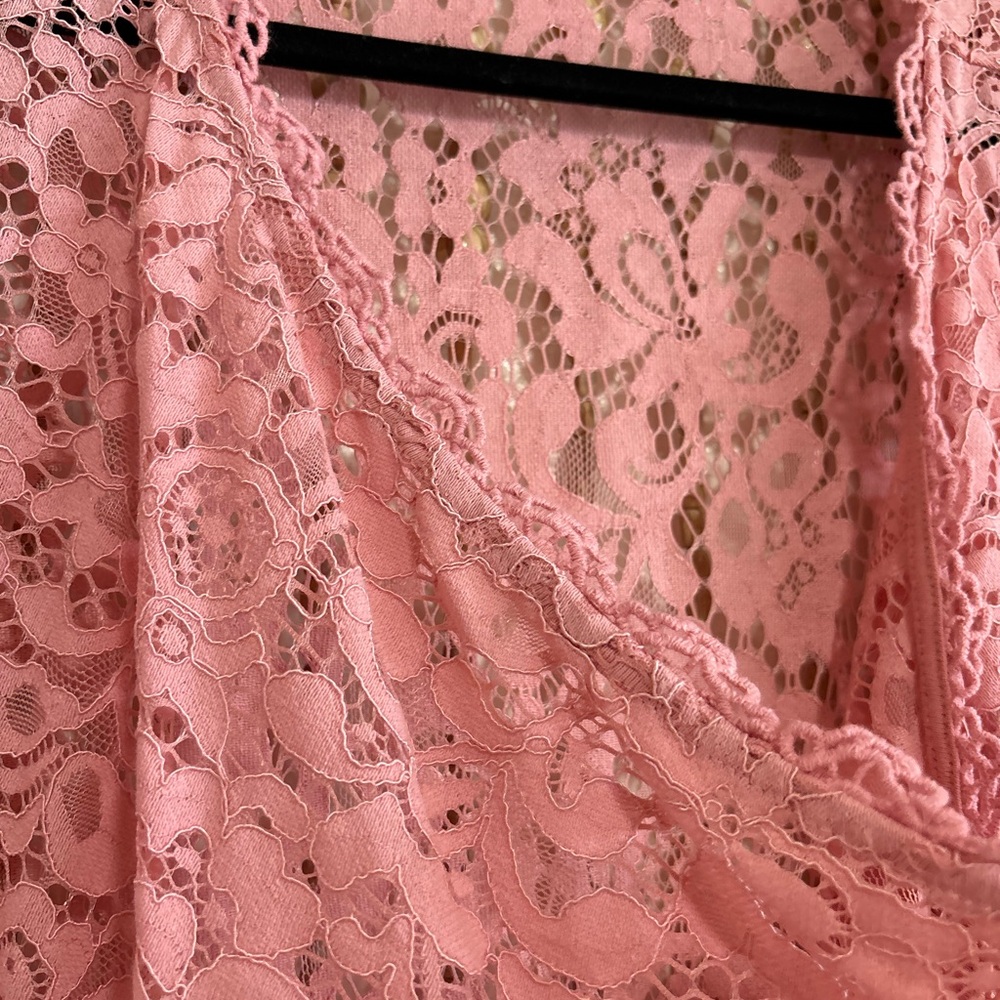 Isaac Mizrahi Pink Lace Feminine Cottage Coquette Open-Front Kimono Long Sleeve - Picture 3 of 6